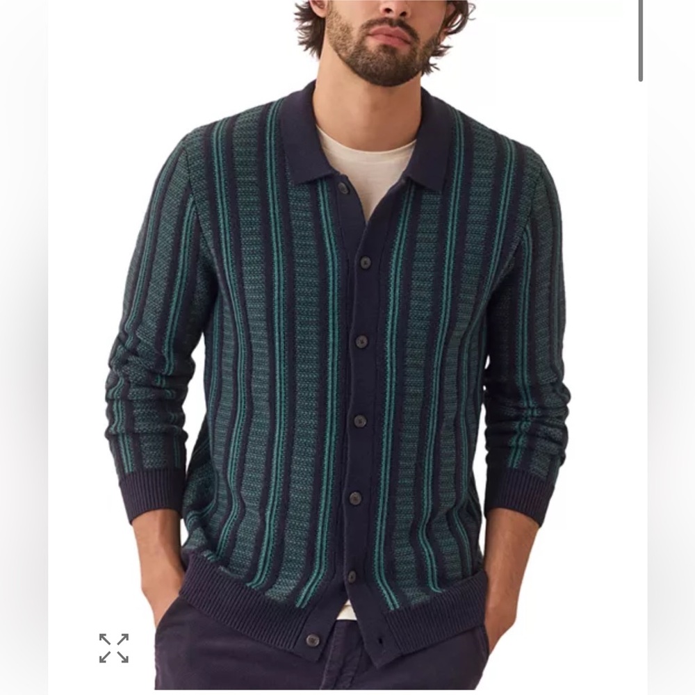 Marine Layer NWT Arthur buttoned cardigan sweater sz XL- navy & green color!